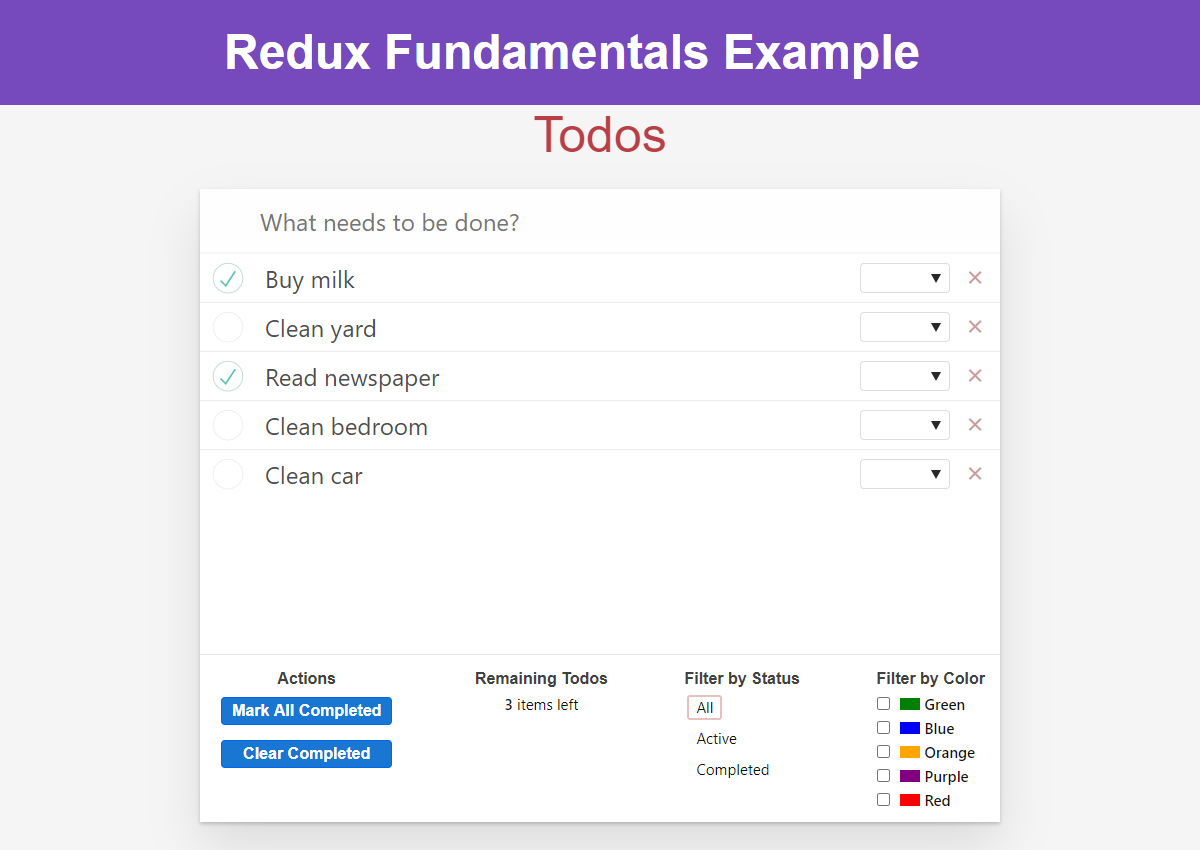 Todo app - todos marked completed